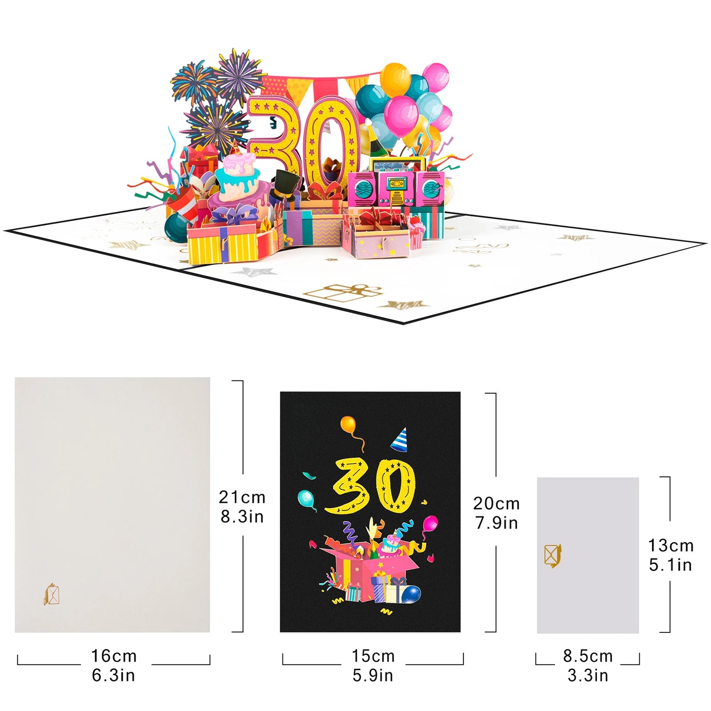 Milestone Birthday Card with Envelope – 3D Gift Box Pop Up Card 1-100