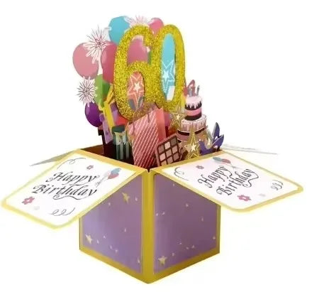 Milestone Birthday Card with Envelope – 3D Gift Box Pop Up Card for 18th 30th 40th 50th 60th