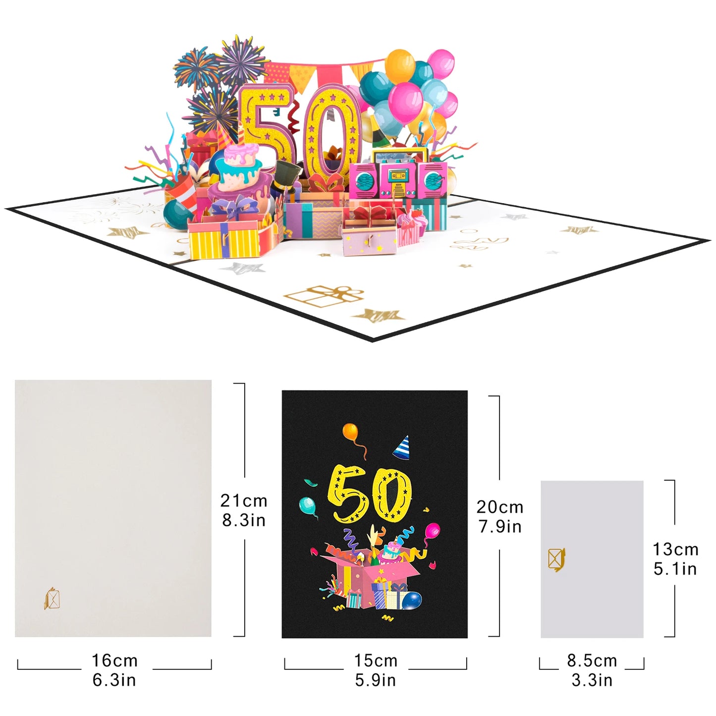 Milestone Birthday Card with Envelope – 3D Gift Box Pop Up Card 1-100