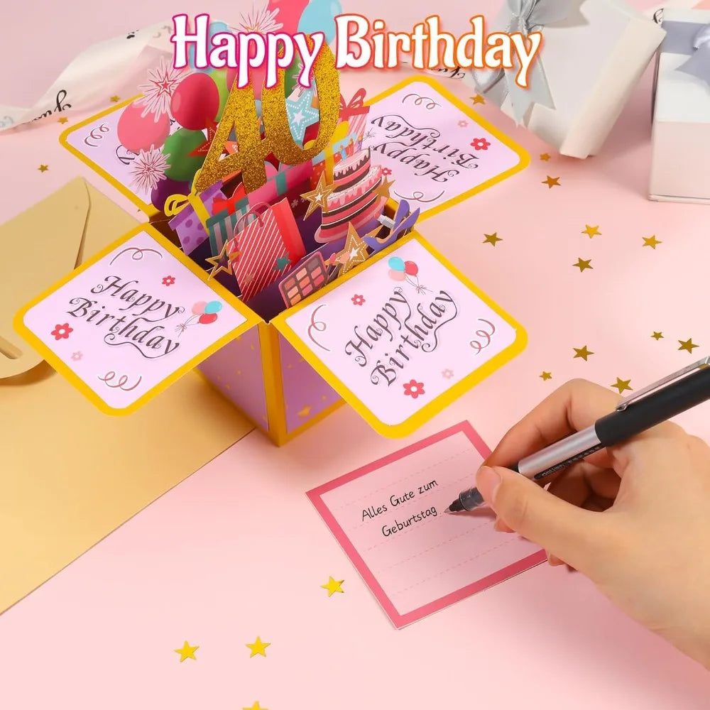 Milestone Birthday Card with Envelope – 3D Gift Box Pop Up Card for 18th 30th 40th 50th 60th