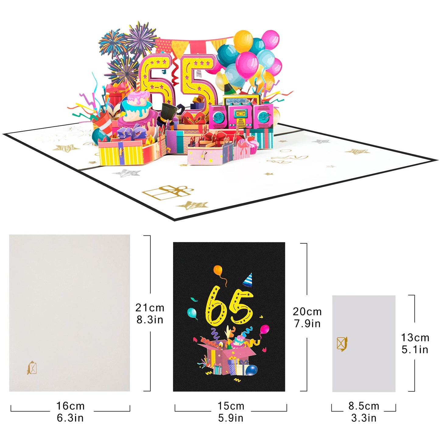 Milestone Birthday Card with Envelope – 3D Gift Box Pop Up Card 1-100