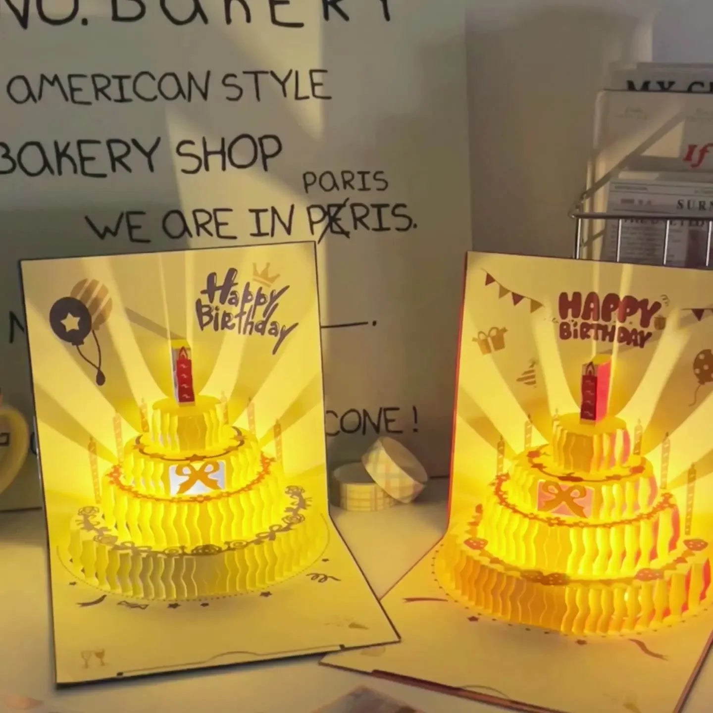 LED Light Musical Birthday Card – 3D Pop Up Cake Greeting Card with Sound Effects