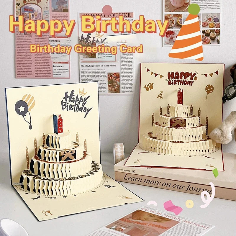 LED Light Musical Birthday Card – 3D Pop Up Cake Greeting Card with Sound Effects