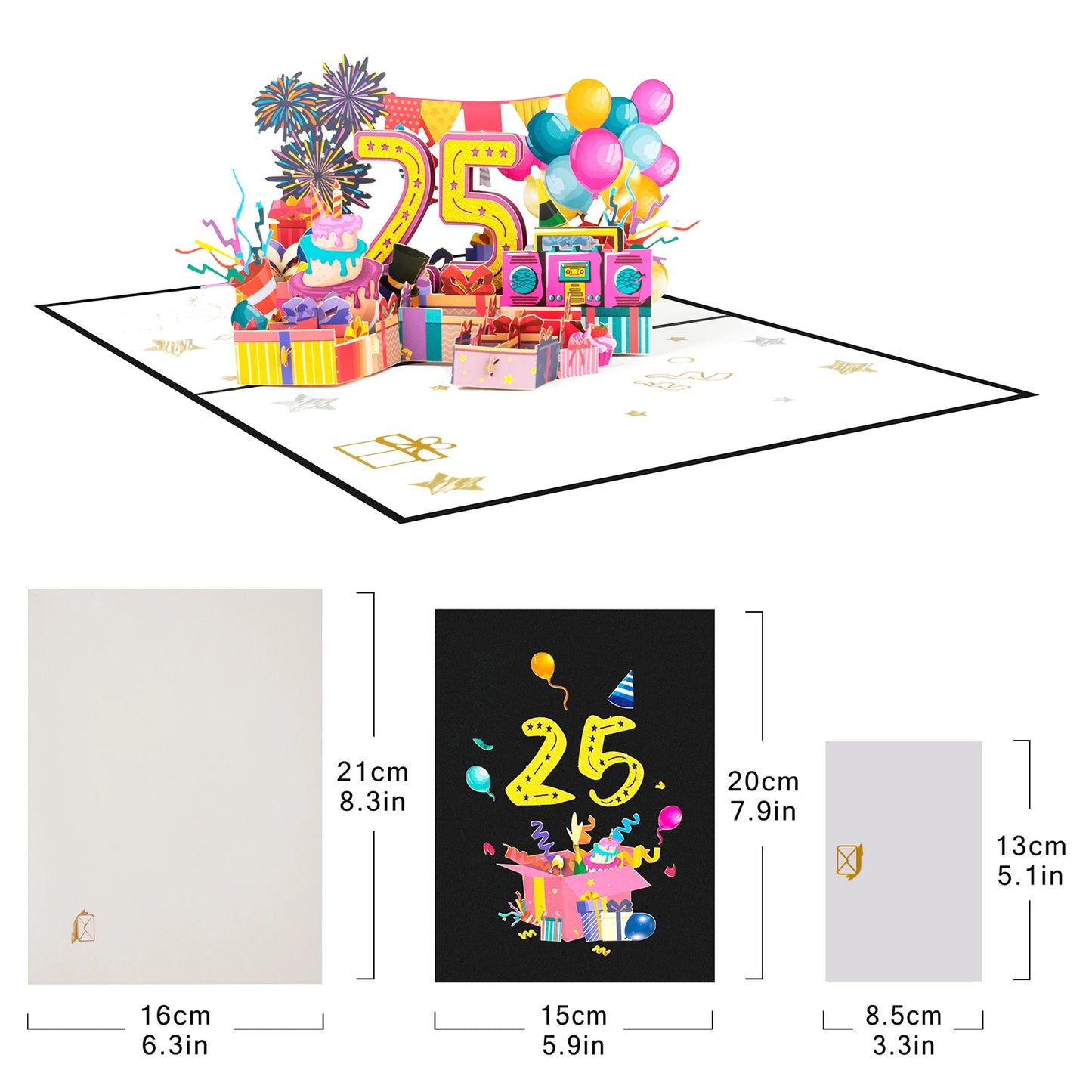 Milestone Birthday Card with Envelope – 3D Gift Box Pop Up Card 1-100