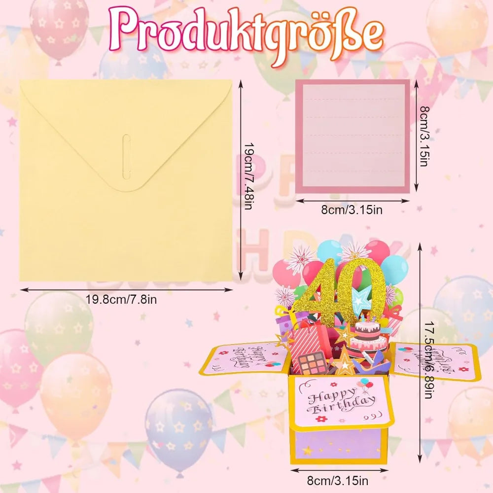 Milestone Birthday Card with Envelope – 3D Gift Box Pop Up Card for 18th 30th 40th 50th 60th
