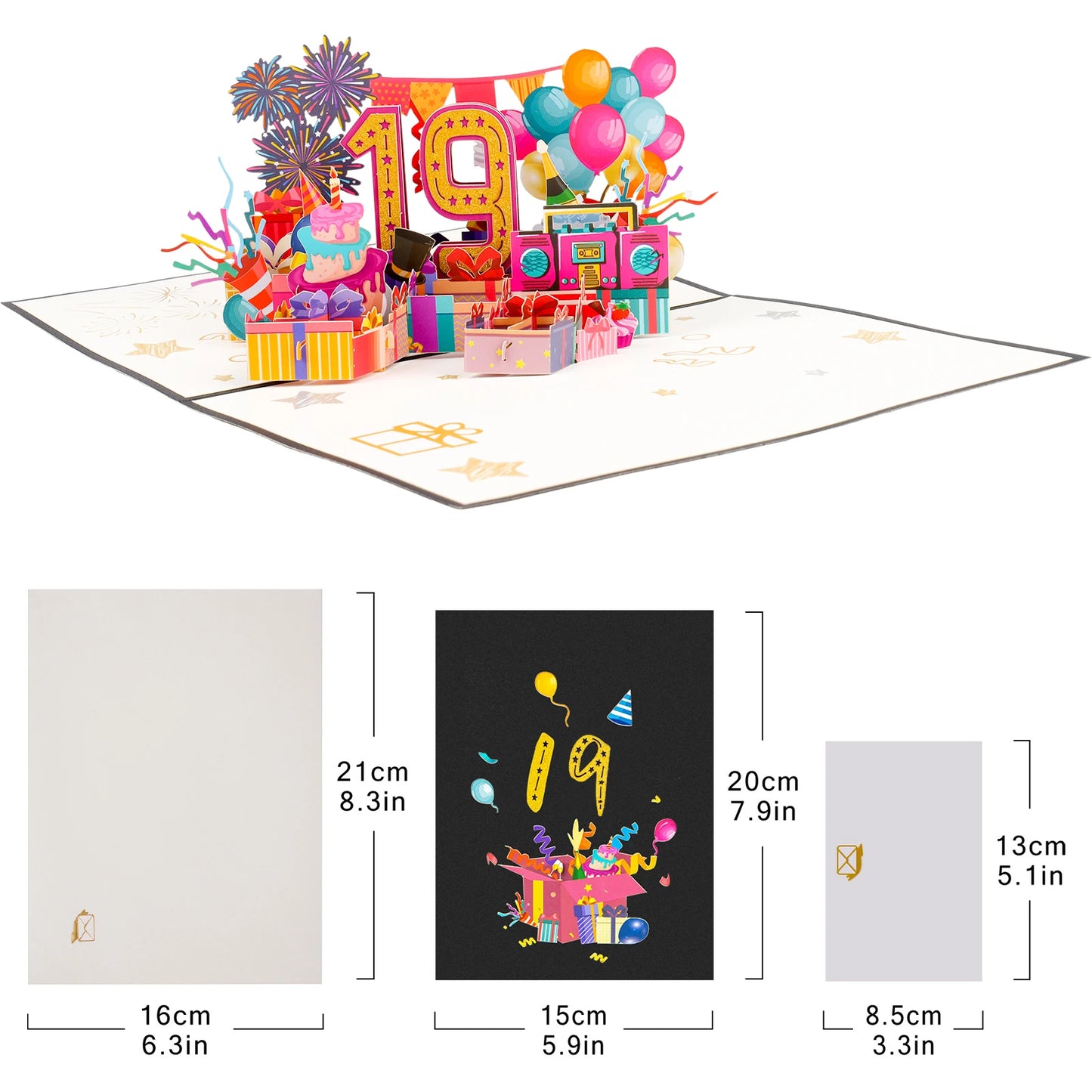 Milestone Birthday Card with Envelope – 3D Gift Box Pop Up Card 1-100