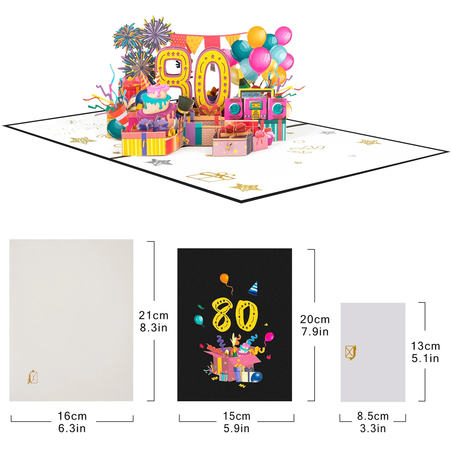 Milestone Birthday Card with Envelope – 3D Gift Box Pop Up Card 1-100