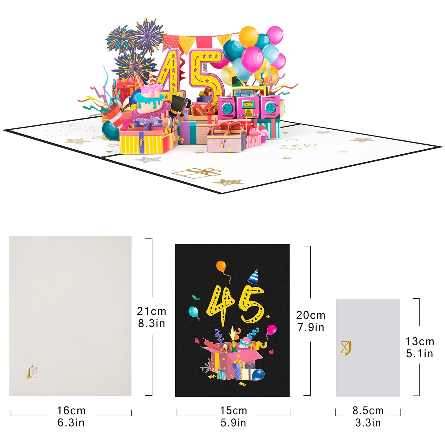 Milestone Birthday Card with Envelope – 3D Gift Box Pop Up Card 1-100