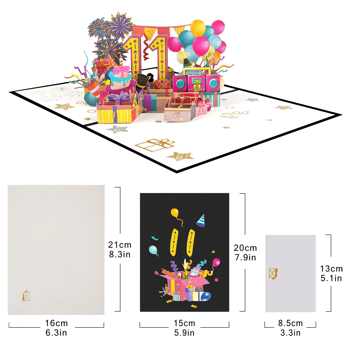Milestone Birthday Card with Envelope – 3D Gift Box Pop Up Card 1-100