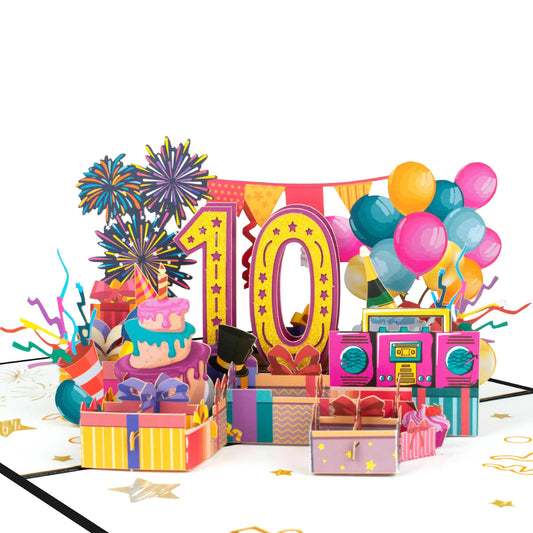 Milestone Birthday Card with Envelope – 3D Gift Box Pop Up Card 1-100