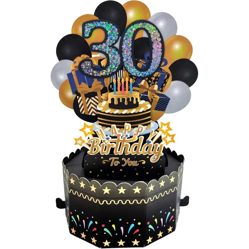 Milestone Birthday Card with Envelope – 3D Gift Box Pop Up Card for 18th 30th 40th 50th 60th
