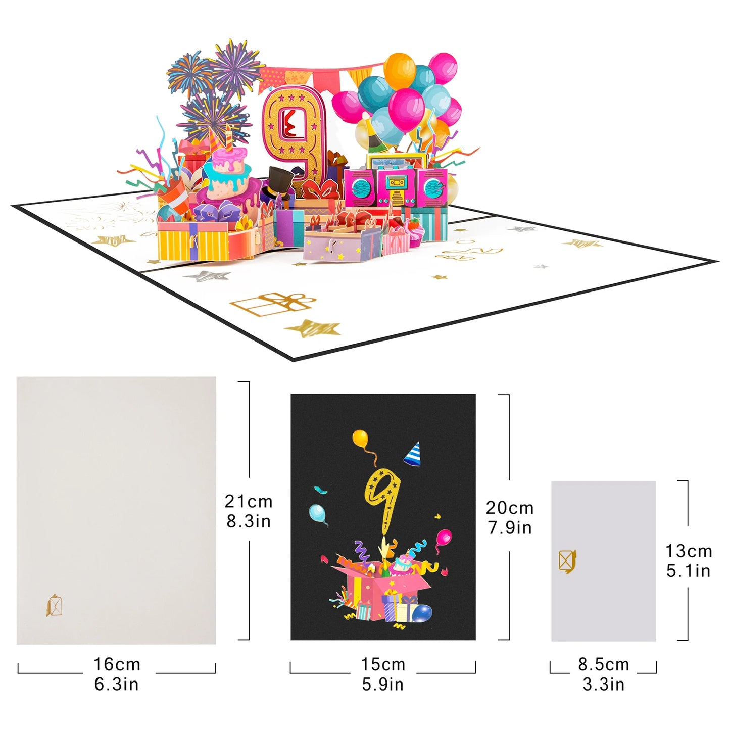 Milestone Birthday Card with Envelope – 3D Gift Box Pop Up Card 1-100