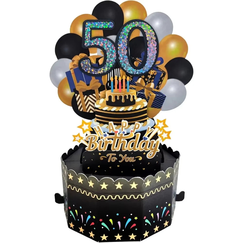 Milestone Birthday Card with Envelope – 3D Gift Box Pop Up Card for 18th 30th 40th 50th 60th