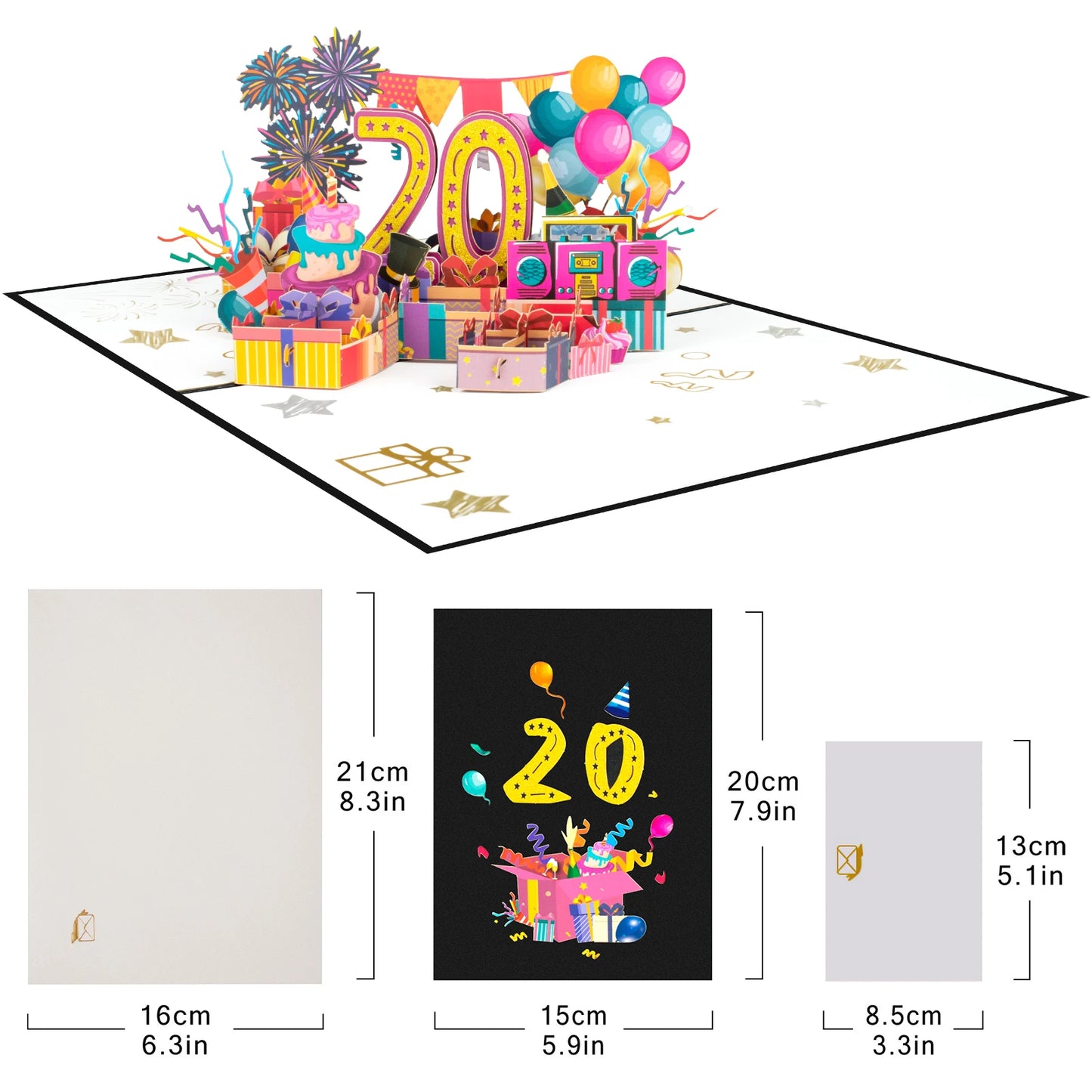 Milestone Birthday Card with Envelope – 3D Gift Box Pop Up Card 1-100
