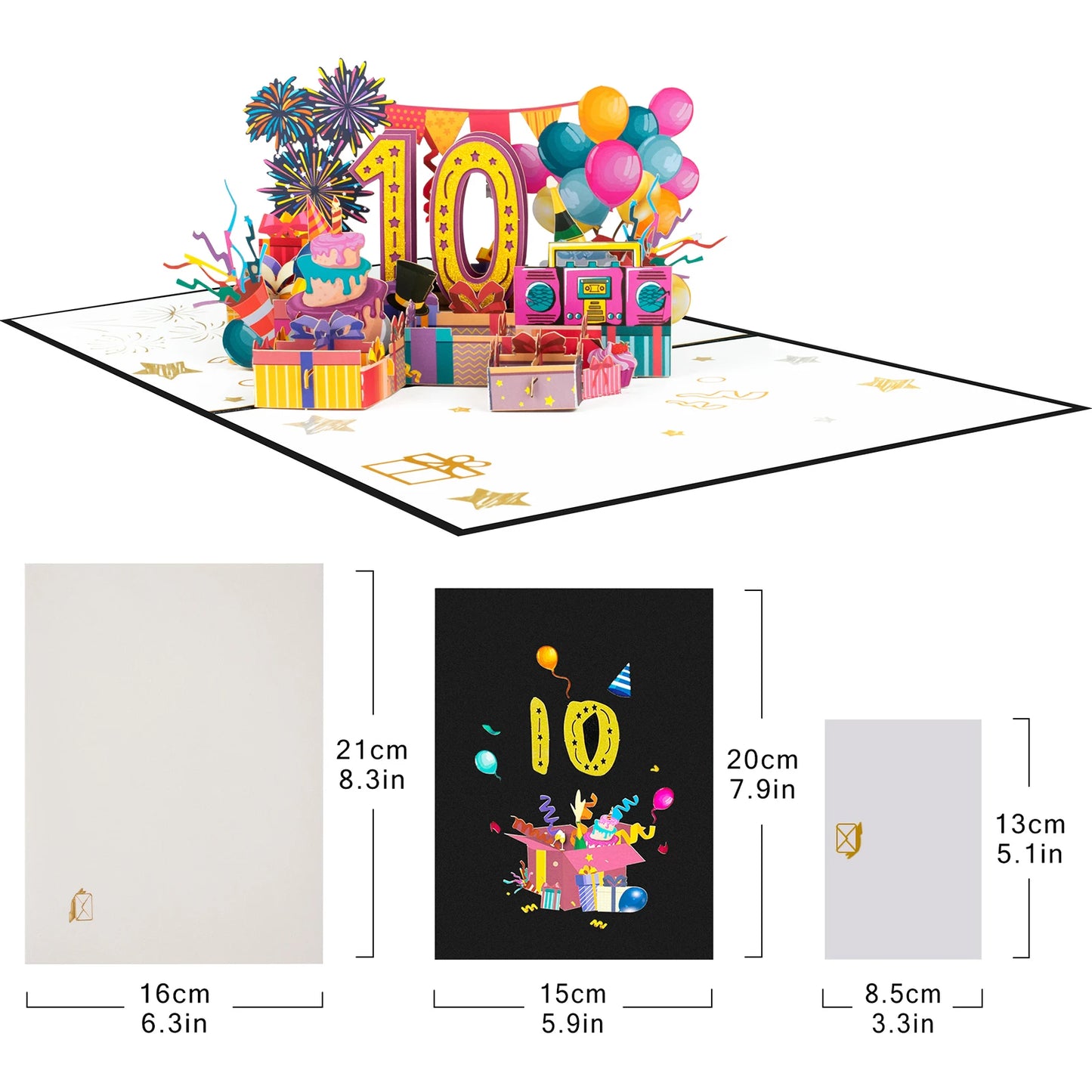 Milestone Birthday Card with Envelope – 3D Gift Box Pop Up Card 1-100