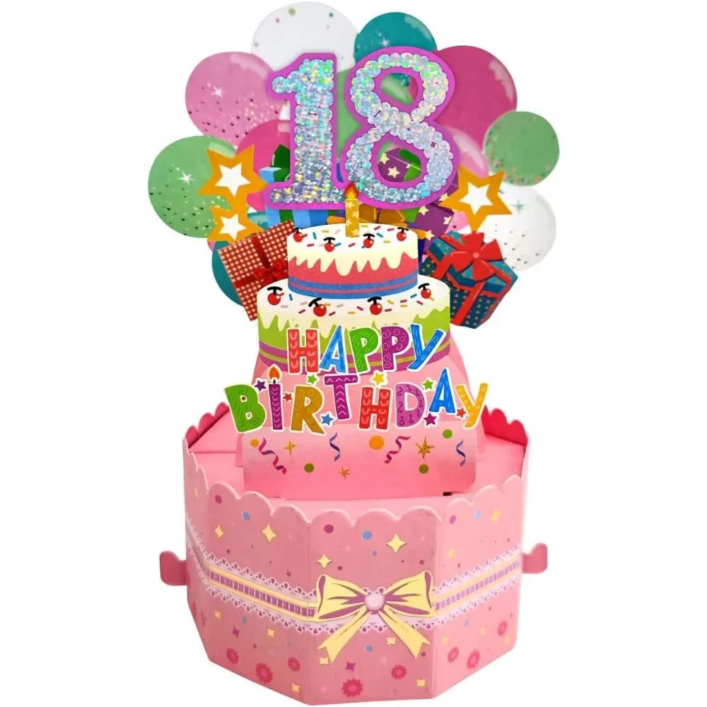 Milestone Birthday Card with Envelope – 3D Gift Box Pop Up Card for 18th 30th 40th 50th 60th