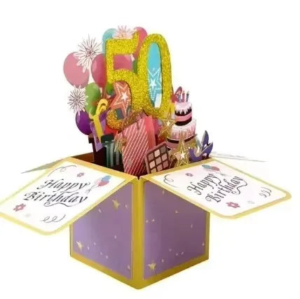 Milestone Birthday Card with Envelope – 3D Gift Box Pop Up Card for 18th 30th 40th 50th 60th