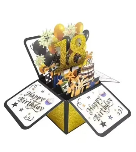 Milestone Birthday Card with Envelope – 3D Gift Box Pop Up Card for 18th 30th 40th 50th 60th
