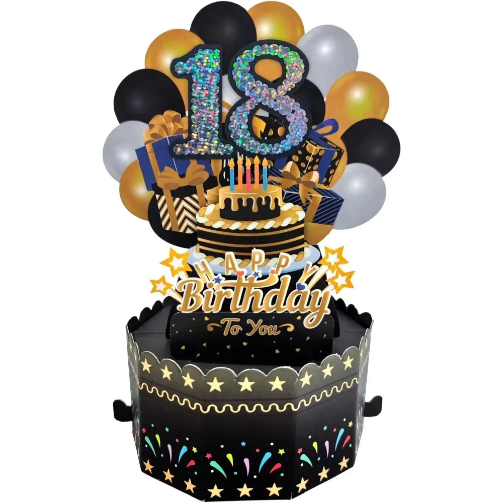 Milestone Birthday Card with Envelope – 3D Gift Box Pop Up Card for 18th 30th 40th 50th 60th