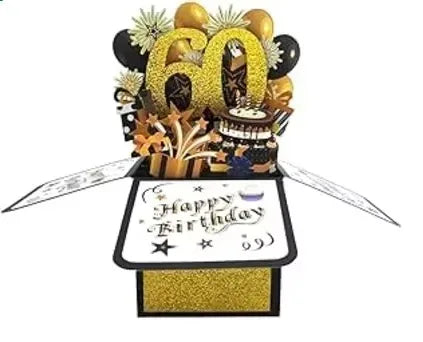 Milestone Birthday Card with Envelope – 3D Gift Box Pop Up Card for 18th 30th 40th 50th 60th