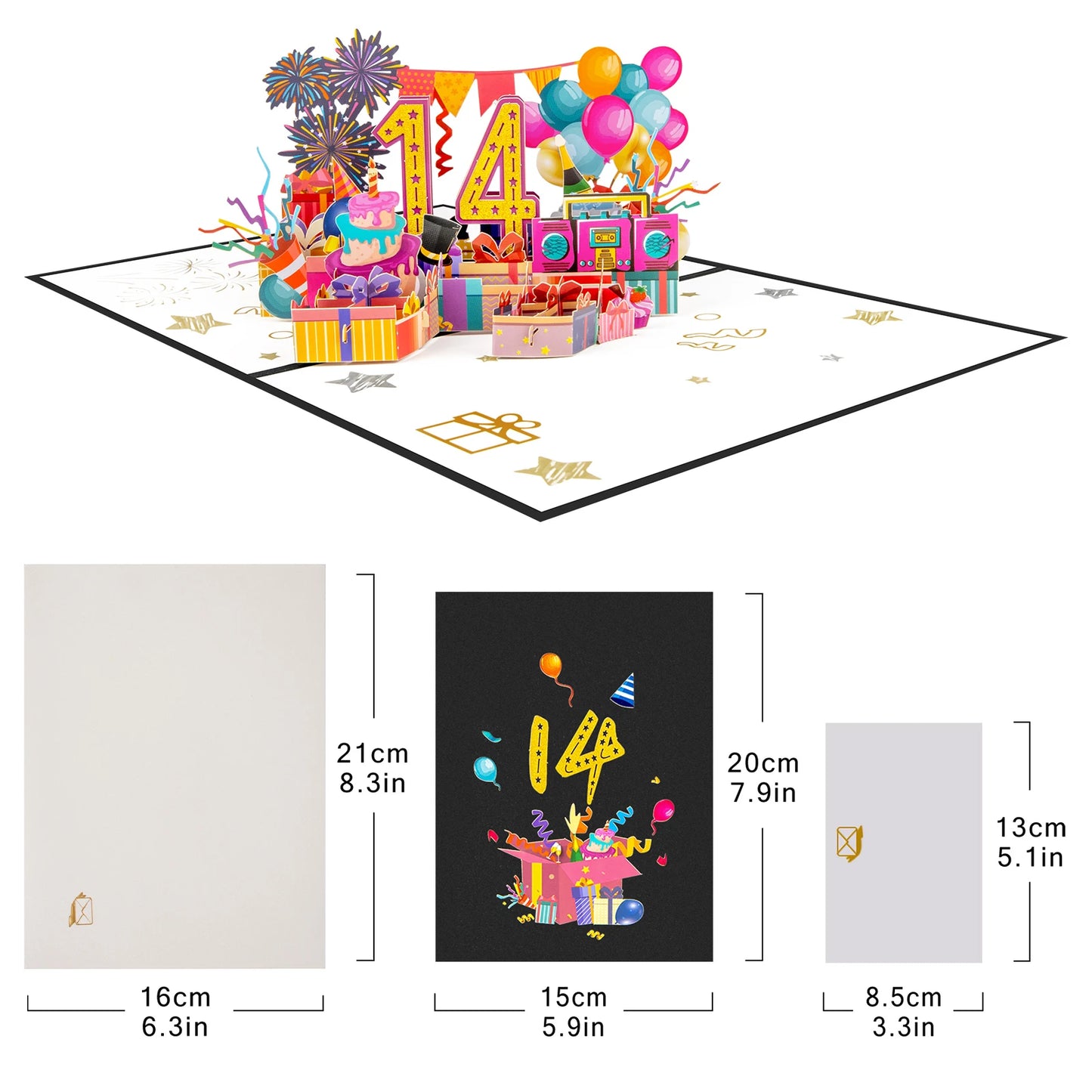 Milestone Birthday Card with Envelope – 3D Gift Box Pop Up Card 1-100