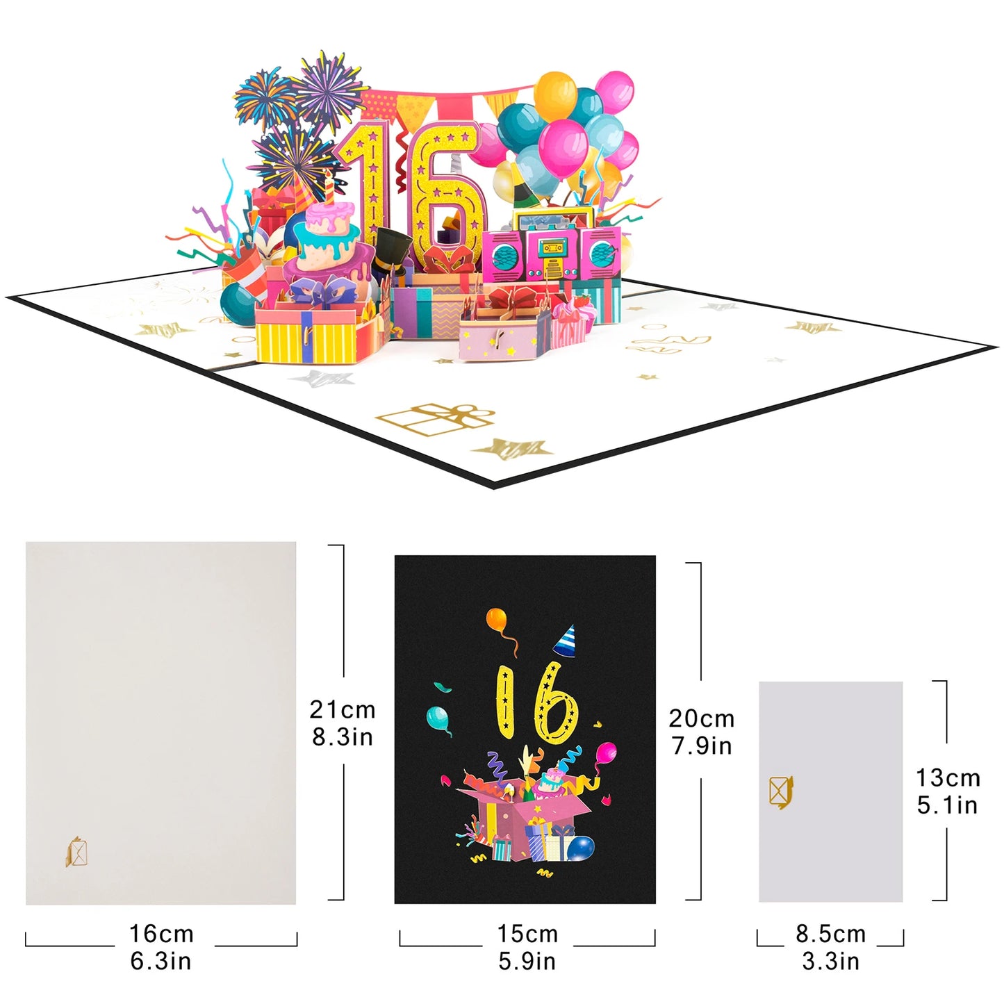 Milestone Birthday Card with Envelope – 3D Gift Box Pop Up Card 1-100