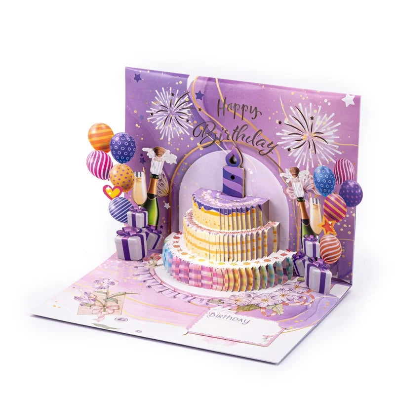 Happy Birthday Musical Pop Up Card – 3D Cake Greeting Card with Sound Effects