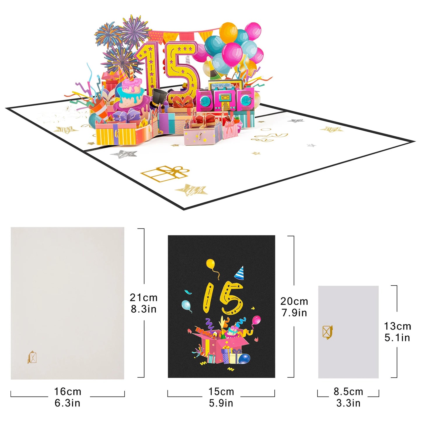 Milestone Birthday Card with Envelope – 3D Gift Box Pop Up Card 1-100