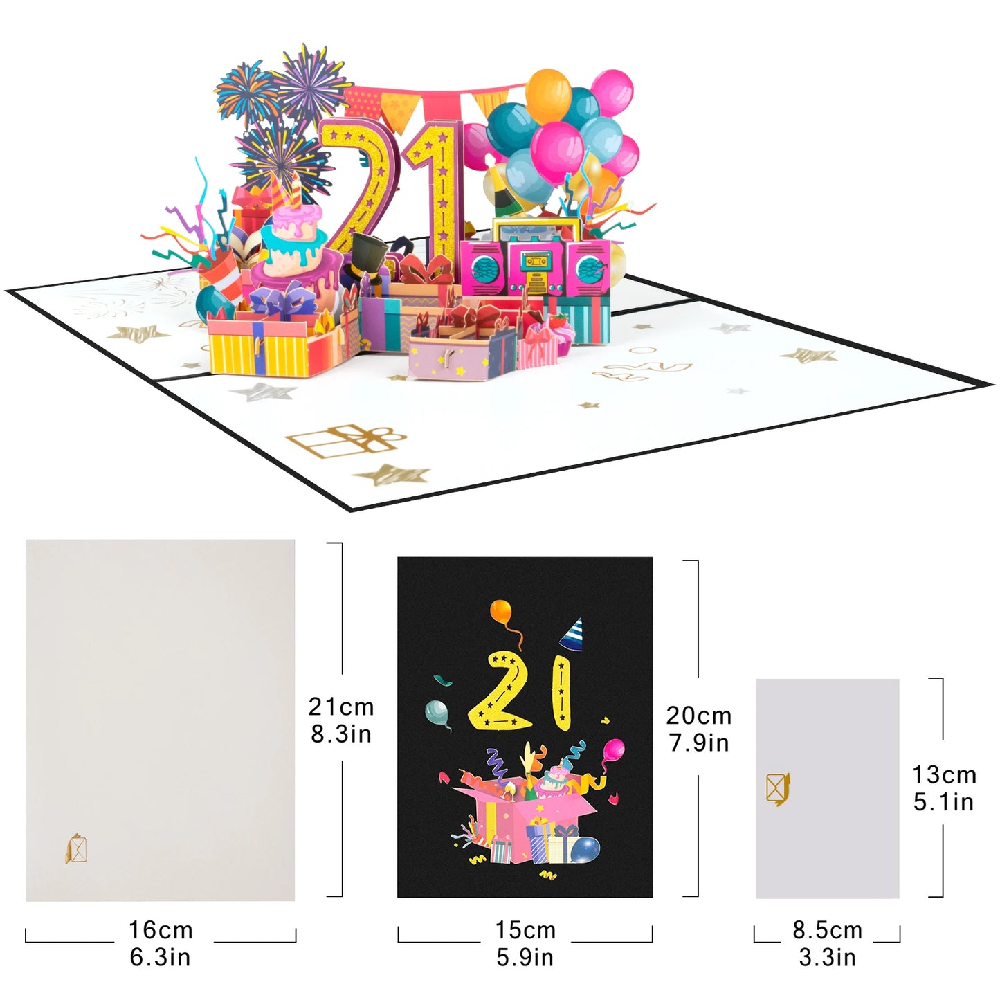 Milestone Birthday Card with Envelope – 3D Gift Box Pop Up Card 1-100