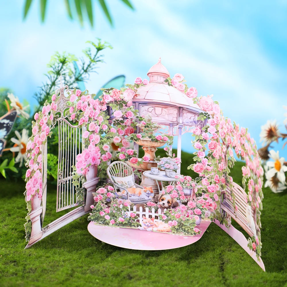 3D Rose Garden Pop-Up Greeting Card