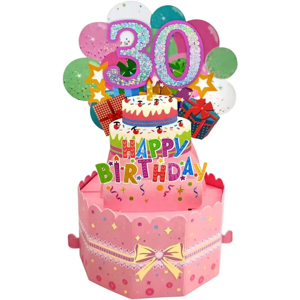 Milestone Birthday Card with Envelope – 3D Gift Box Pop Up Card for 18th 30th 40th 50th 60th