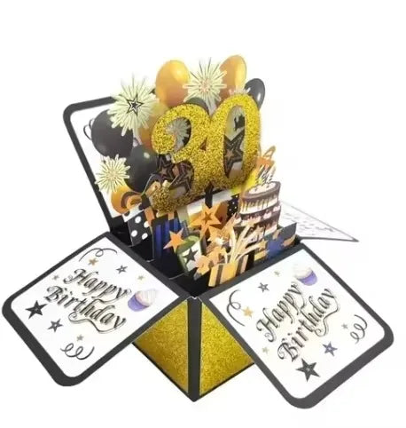 Milestone Birthday Card with Envelope – 3D Gift Box Pop Up Card for 18th 30th 40th 50th 60th