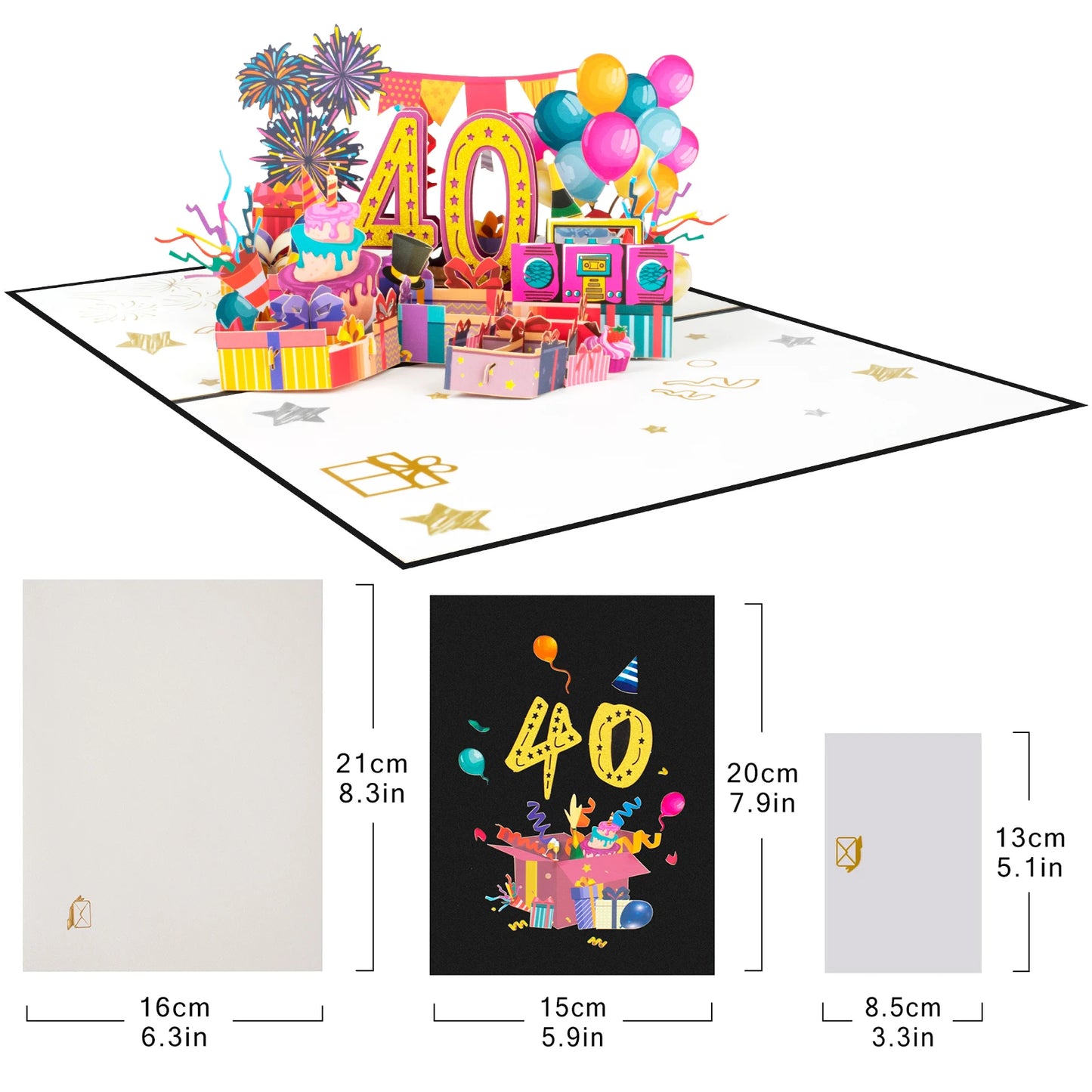 Milestone Birthday Card with Envelope – 3D Gift Box Pop Up Card 1-100