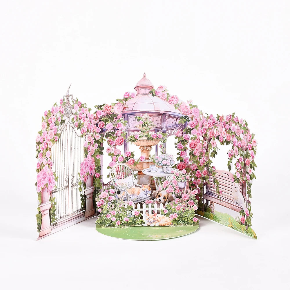 3D Rose Garden Pop-Up Greeting Card