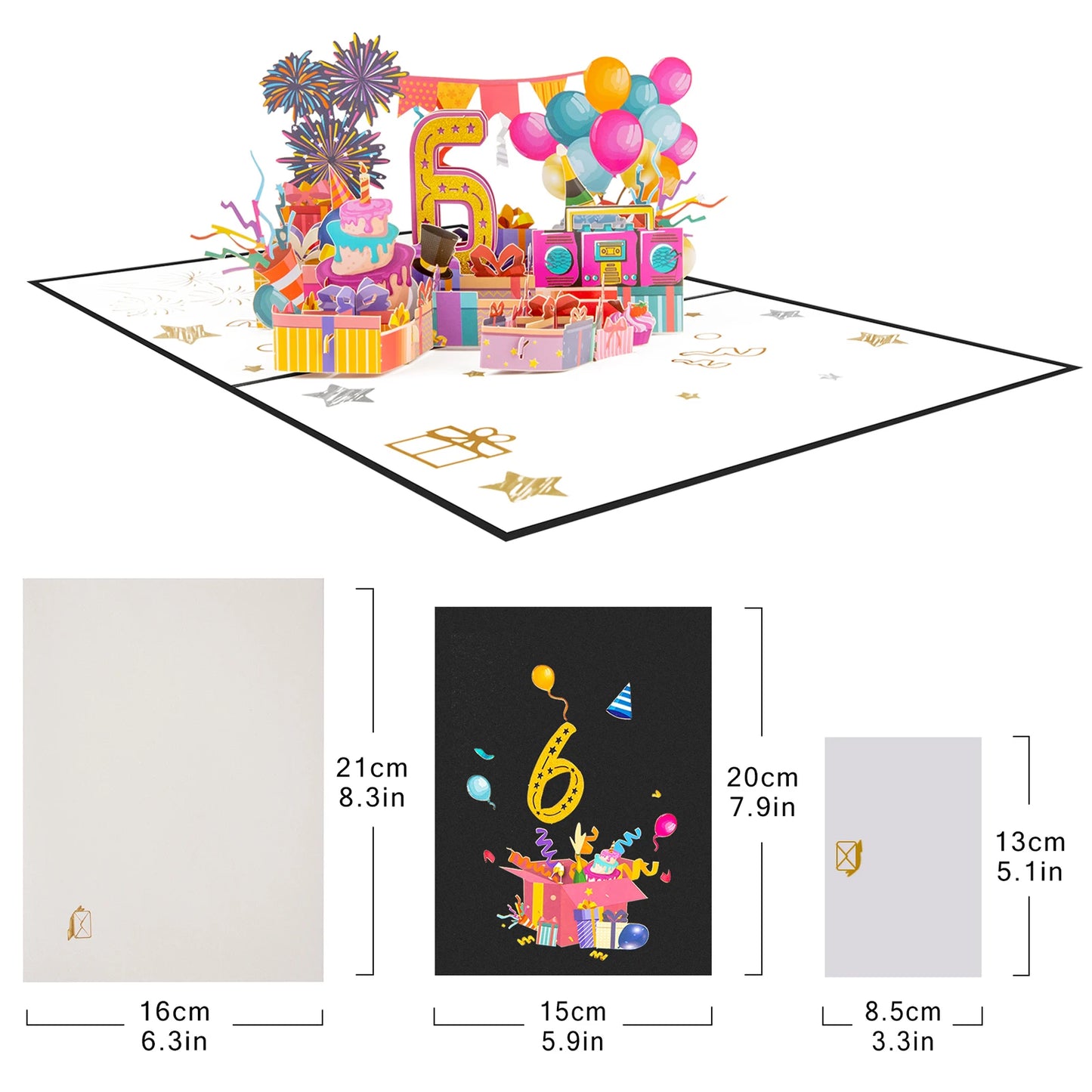 Milestone Birthday Card with Envelope – 3D Gift Box Pop Up Card 1-100