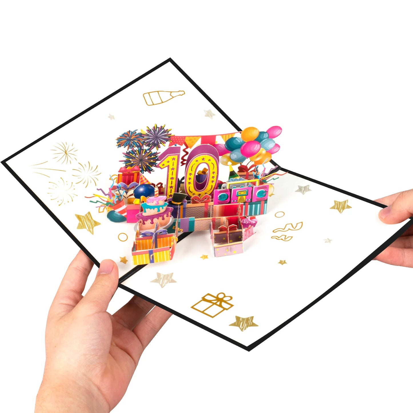 Milestone Birthday Card with Envelope – 3D Gift Box Pop Up Card 1-100