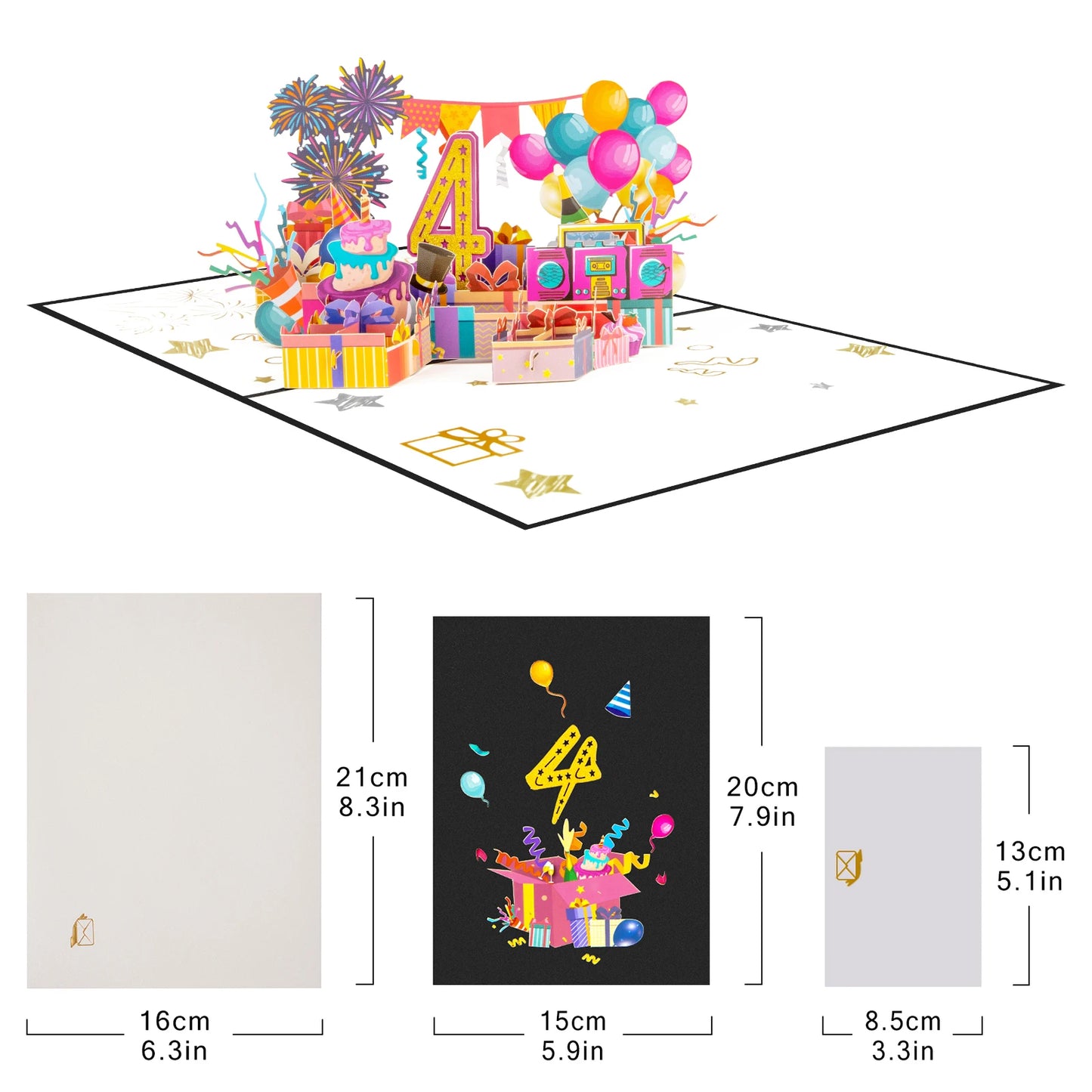 Milestone Birthday Card with Envelope – 3D Gift Box Pop Up Card 1-100
