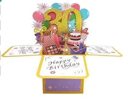 Milestone Birthday Card with Envelope – 3D Gift Box Pop Up Card for 18th 30th 40th 50th 60th