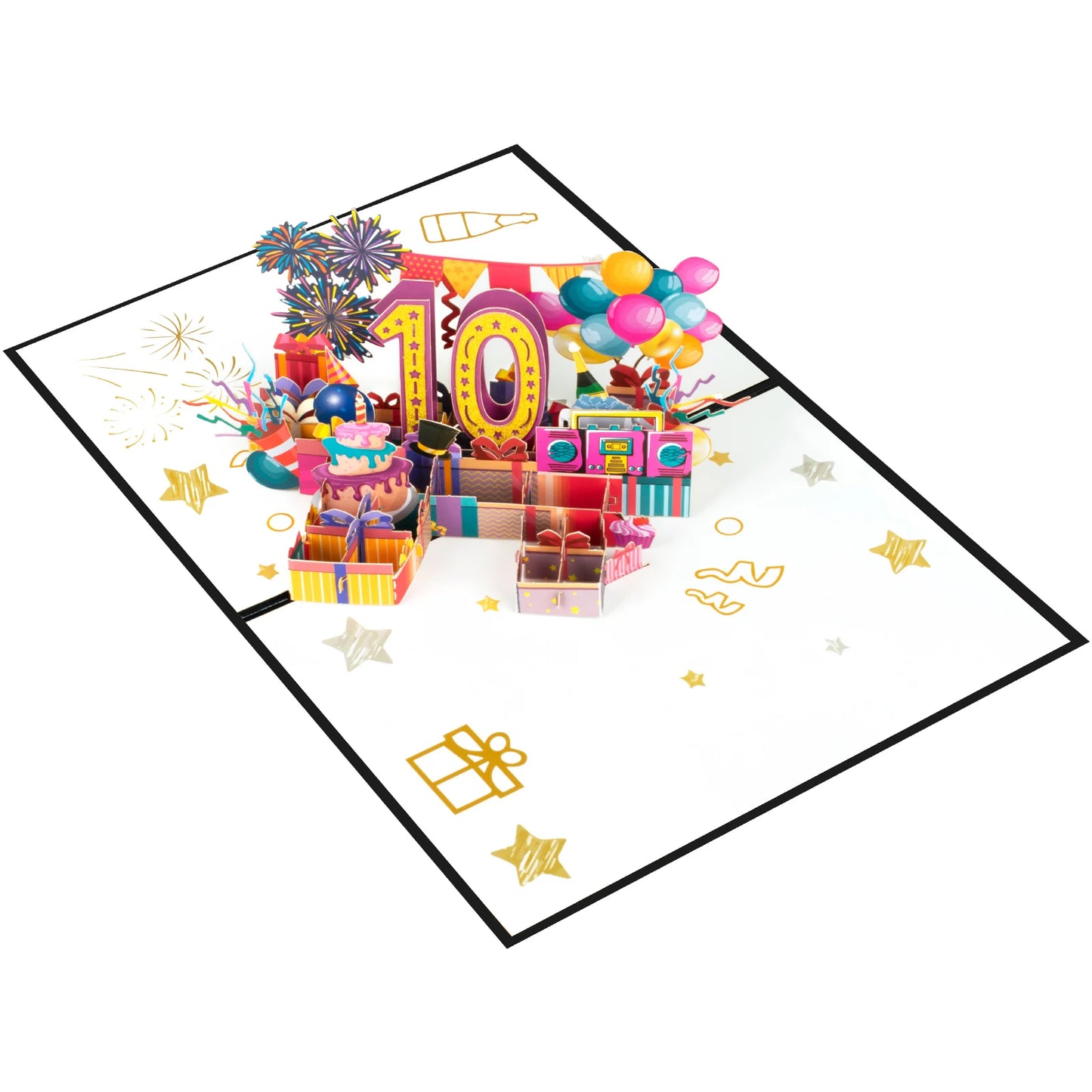 Milestone Birthday Card with Envelope – 3D Gift Box Pop Up Card 1-100