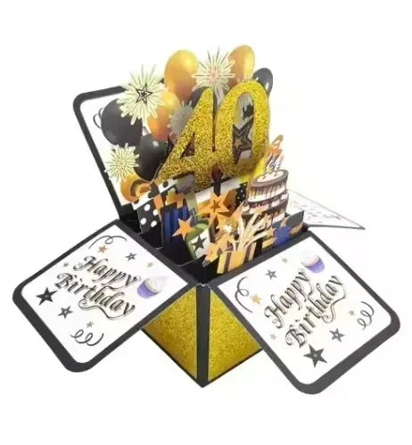 Milestone Birthday Card with Envelope – 3D Gift Box Pop Up Card for 18th 30th 40th 50th 60th