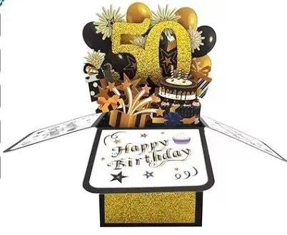 Milestone Birthday Card with Envelope – 3D Gift Box Pop Up Card for 18th 30th 40th 50th 60th