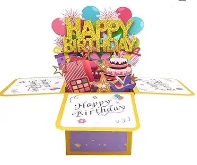 Milestone Birthday Card with Envelope – 3D Gift Box Pop Up Card for 18th 30th 40th 50th 60th