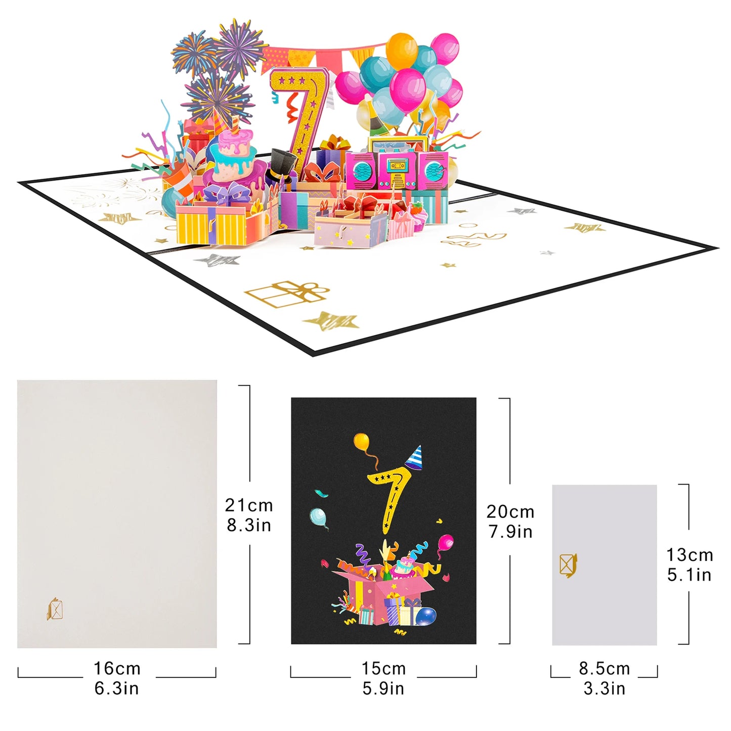 Milestone Birthday Card with Envelope – 3D Gift Box Pop Up Card 1-100