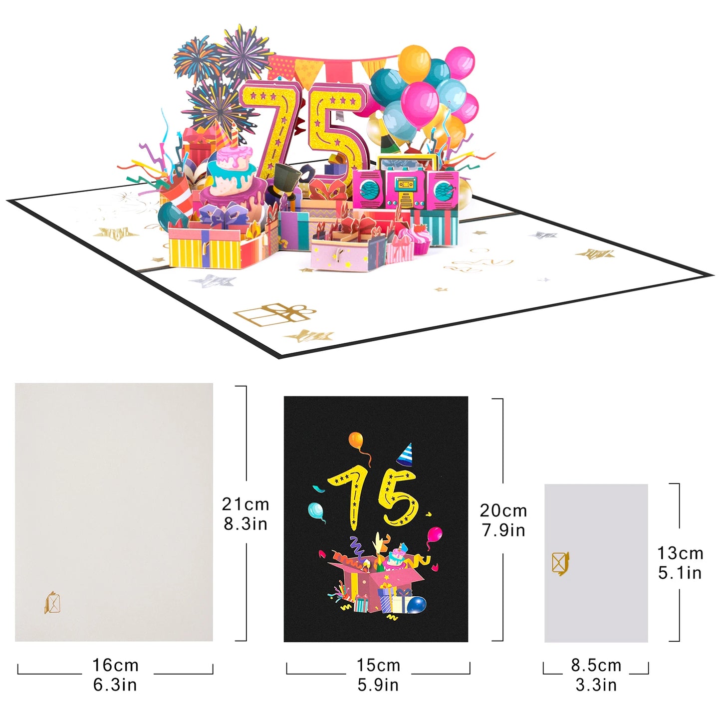 Milestone Birthday Card with Envelope – 3D Gift Box Pop Up Card 1-100