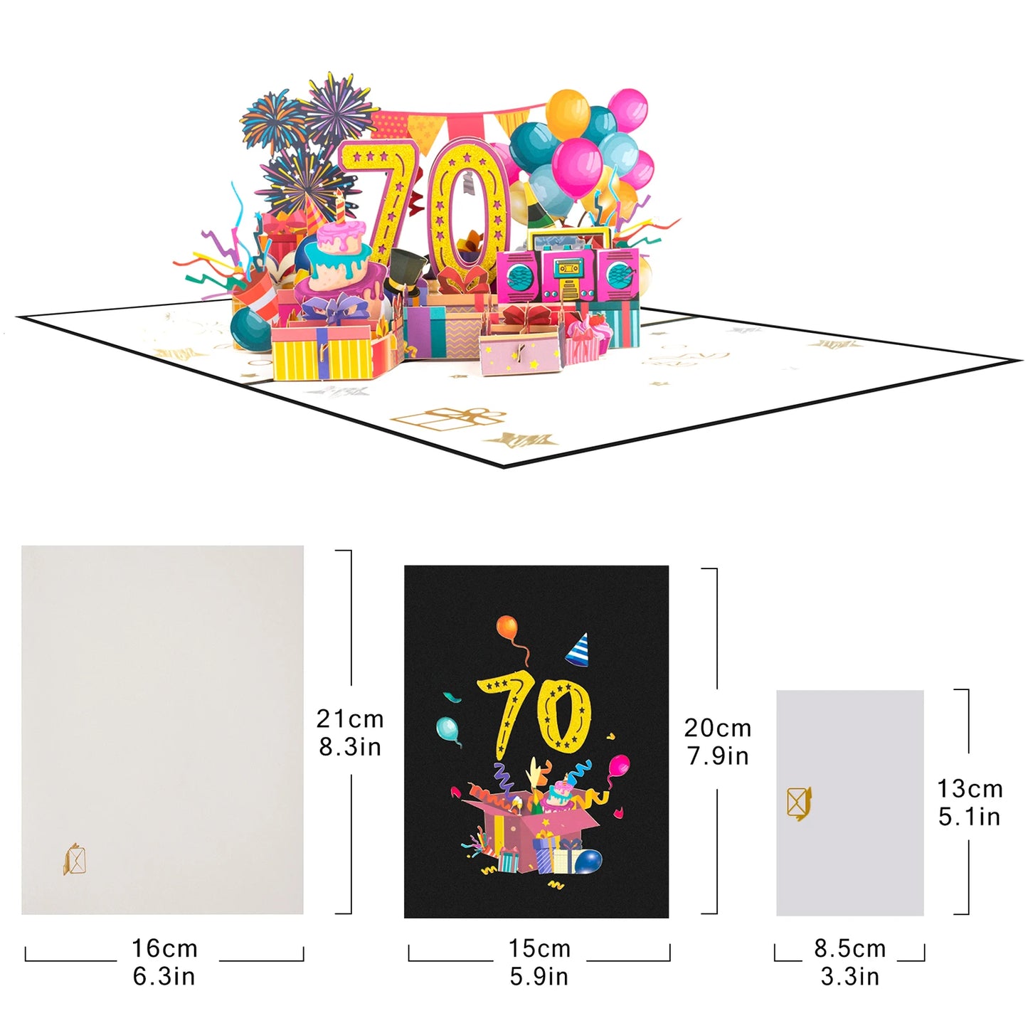Milestone Birthday Card with Envelope – 3D Gift Box Pop Up Card 1-100