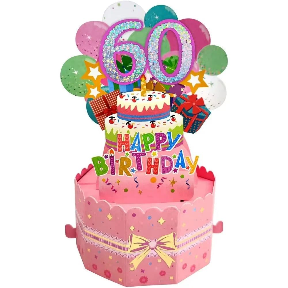 Milestone Birthday Card with Envelope – 3D Gift Box Pop Up Card for 18th 30th 40th 50th 60th