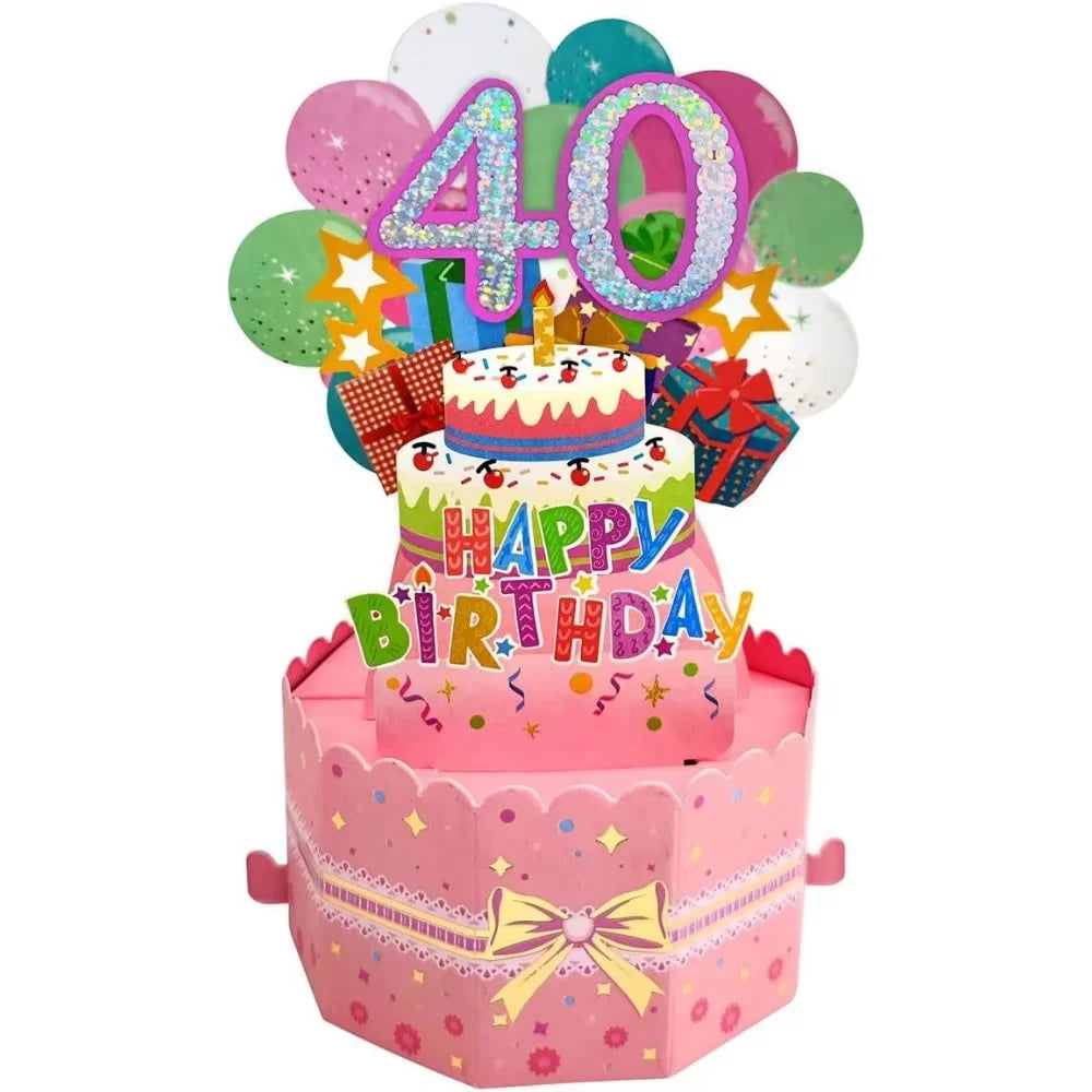 Milestone Birthday Card with Envelope – 3D Gift Box Pop Up Card for 18th 30th 40th 50th 60th
